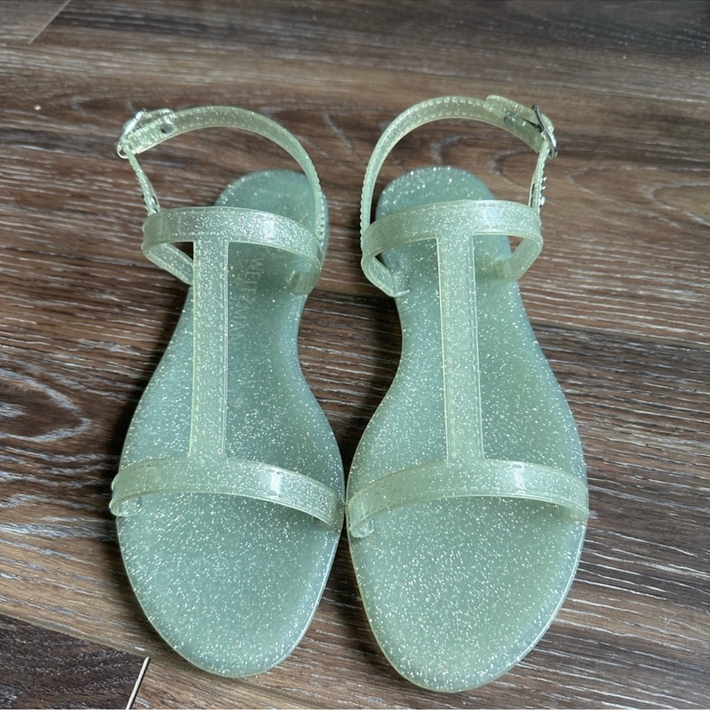 New STUART WEITZMAN Glitter T-Strap Sandals flip flops
